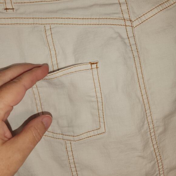 IVY YOU Mini Skirt Women M Cream Brown Y2K Denim A Line Lined Embroidered Friend - Picture 9 of 11